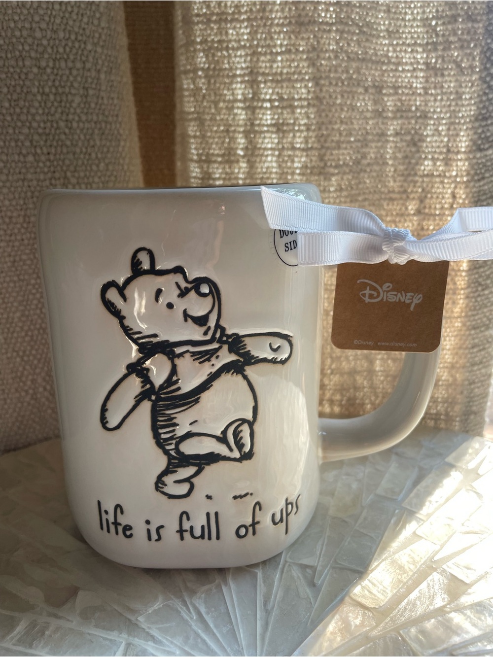 Rae Dunn Disney White Ceramic Mug with Winnie the Pooh